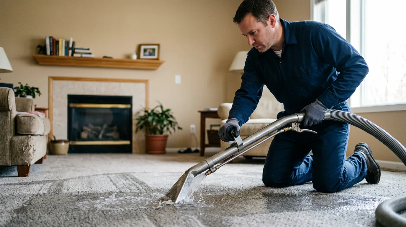 Water damage restoration technician working near Shelter Island, NY